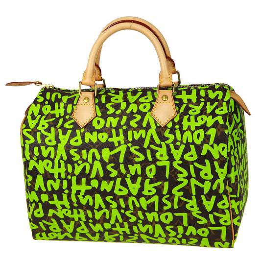 LOUIS VUITTON Speedy 30 HandBag Monogram Graffiti Green M93706 78734