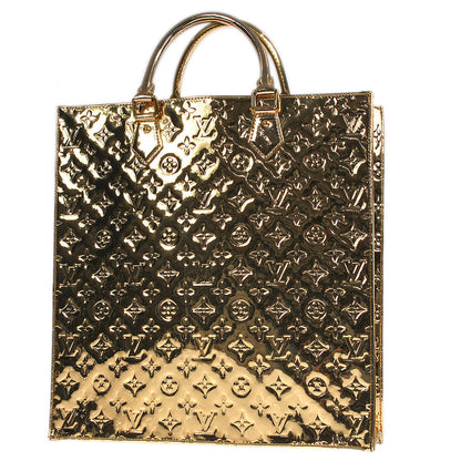 LOUIS VUITTON Sac Plat Tote Handbag Gold Monogram Miroir M40268 78582