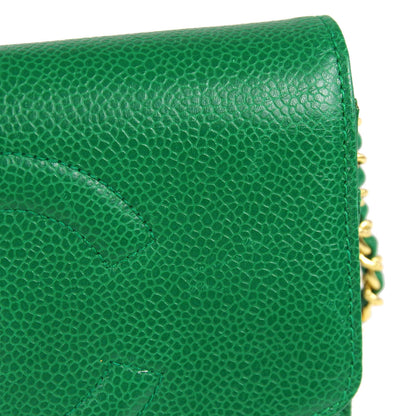 CHANEL * WOC Chain Shoulder Wallet Bag Green Caviar 89657