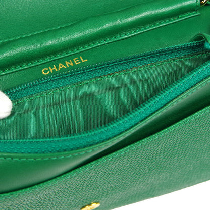 CHANEL * WOC Chain Shoulder Wallet Bag Green Caviar 89657