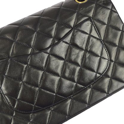 Chanel 1991-1994 Classic Double Flap Medium Shoulder Bag Black Lambskin