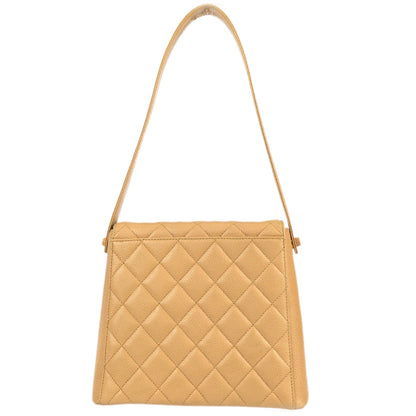 Chanel 1997-1999 Flap Shoulder Bag Beige Caviar