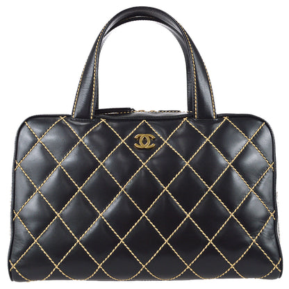 Chanel Wild Stitch Handbag Black Calfskin