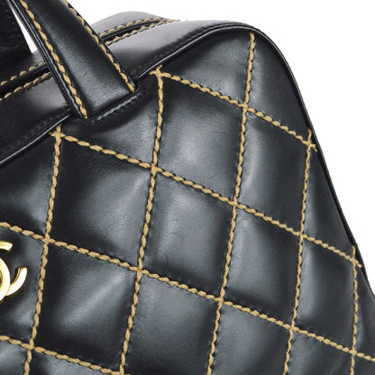 Chanel Wild Stitch Handbag Black Calfskin
