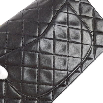 Chanel 1994-1996 Classic Double Flap Small Shoulder Bag Black Lambskin