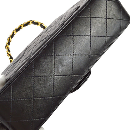 Chanel 1994-1996 Classic Double Flap Small Shoulder Bag Black Lambskin