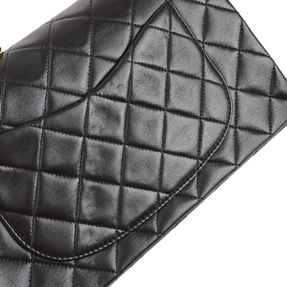 Chanel 1991-1994 Classic Double Flap Small Shoulder Bag Black Lambskin