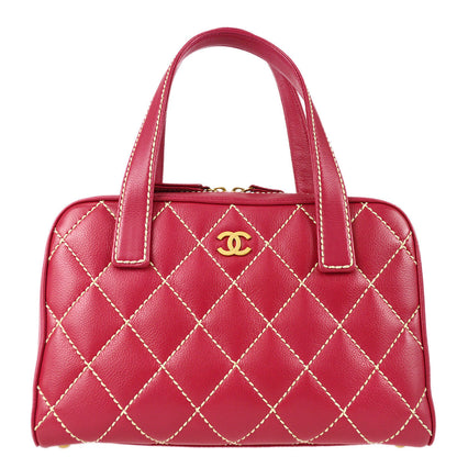 Chanel Wild Stitch Handbag Pink Calfskin