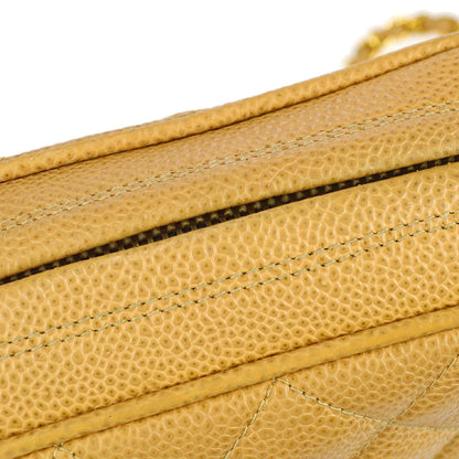 Chanel Chain Fringe Shoulder Bag Beige Caviar