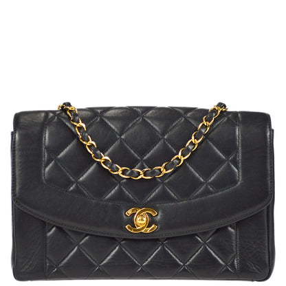 Chanel Medium Diana Chain Shoulder Bag Black Lambskin