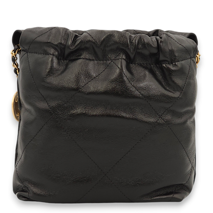 22 Pearls Mini Black Tote Bag in Calfskin, Gold hardware