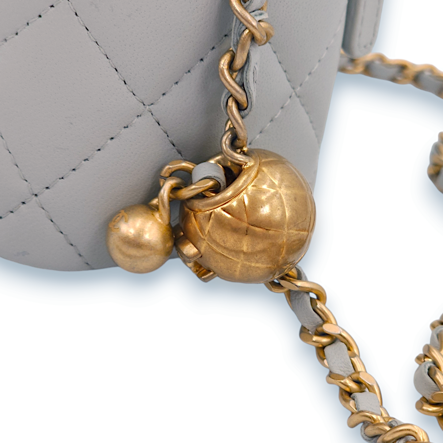 Pearl Crush Mini Pastel blue Vanity Bag in Lambskin, Gold hardware