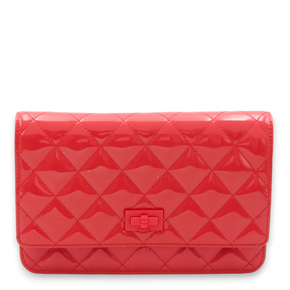 Quilted Reissue Pink Wallet On Chain in Patent Leather, Palladium hardware