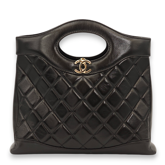 31 Black Shoulder Bag in Lambskin, Gold hardware