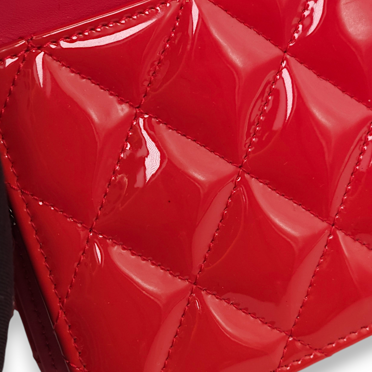 Quilted Reissue Pink Wallet On Chain in Patent Leather, Palladium hardware