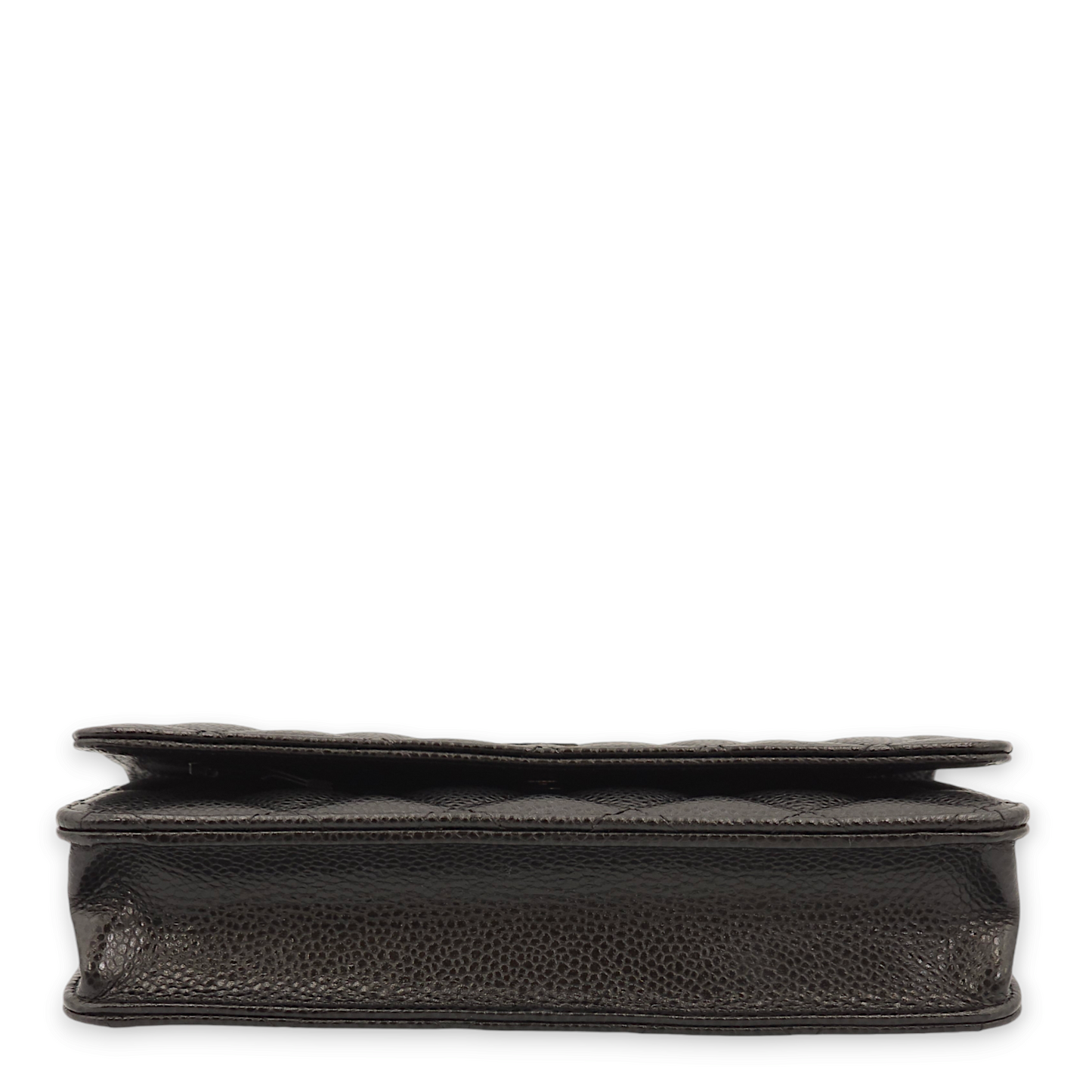 Classic Black Wallet On Chain in Caviar Leather, Palladium hardware