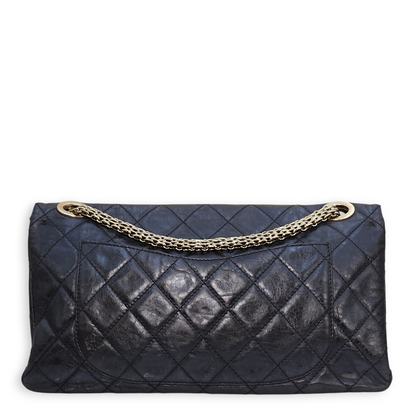 Reissue 228 Metallic Blue Crossbody Bag in Distressed Leather, Palladium hardware