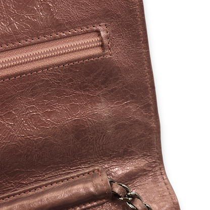 Reissue Metallic purple Wallet On Chain in Calfskin, Palladium hardware