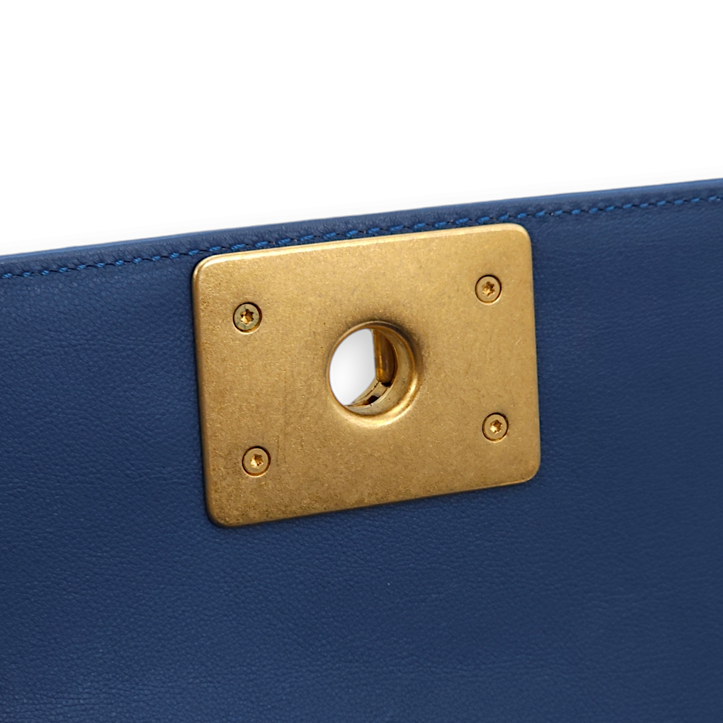 Quilted Le Boy Small Blue Shoulder Bag in Lambskin, Gold hardware