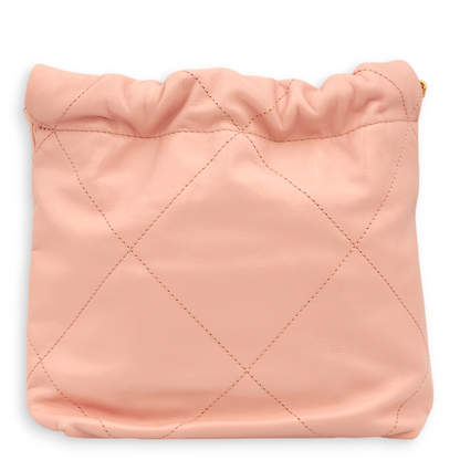 22 Mini Light Pink Tote Bag in Calfskin, Gold hardware