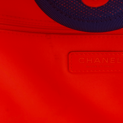 Deauville Large Blue / Orange Tote Bag in Fabric / Canvas, Palladium hardware