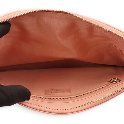 Chevron Medium Shimmer Salmon O Case Pouch in Caviar Leather