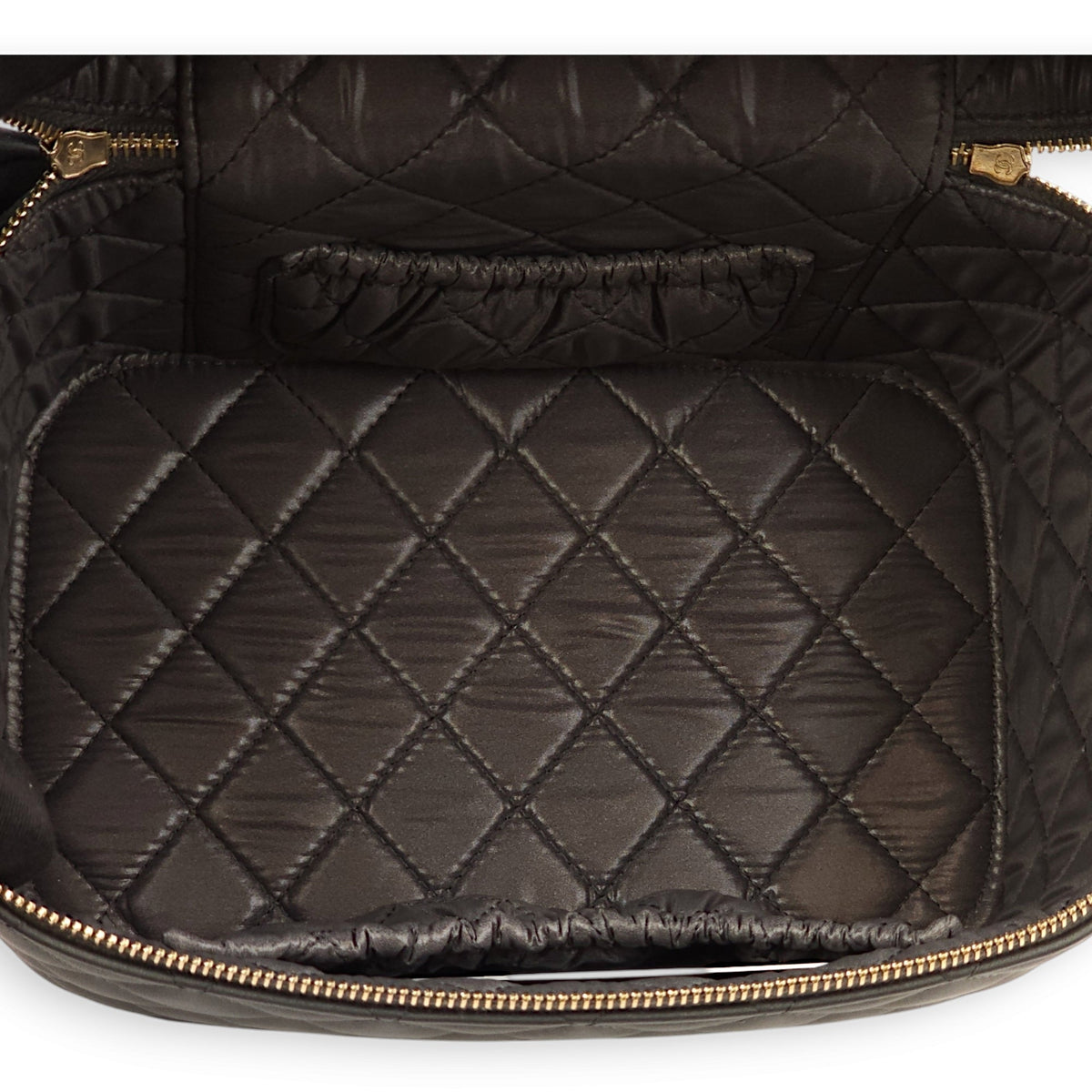 Quilted Vanity Grey Top Handle Bag in Lambskin, Gold hardware