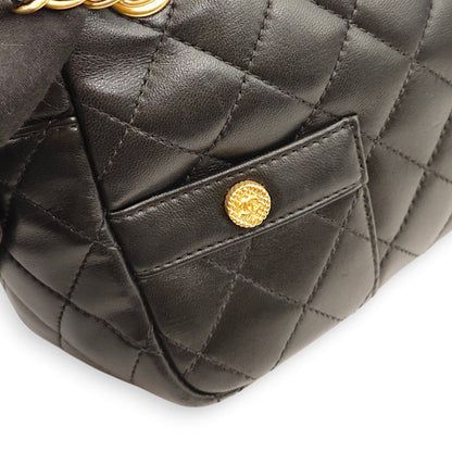 Quilted Girl Jacket Black Shoulder Bag in Lambskin, Gold hardware