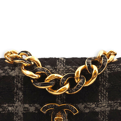 C19 Black Crossbody Bag in Tweed, Gold hardware