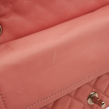 Classic Double Flap Pink Shoulder Bag in Lambskin, Silver hardware