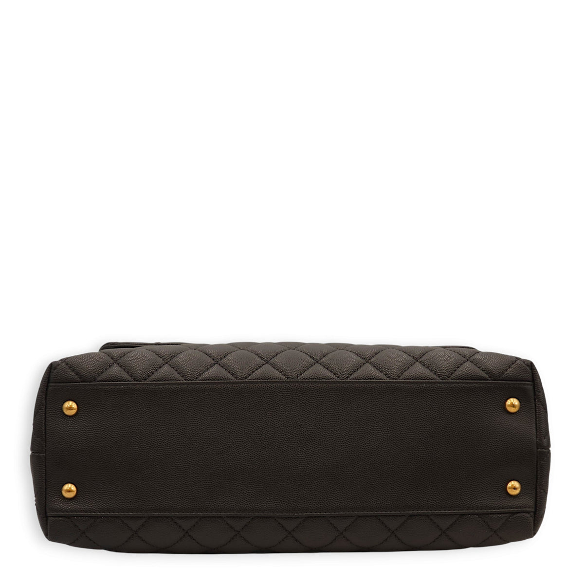 Coco Large Black Top Handle Bag in Caviar Leather, Gold hardware