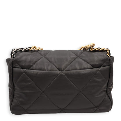 C19 Medium Black Shoulder Bag in Lambskin, Gold/Silver/Ruthenium hardware
