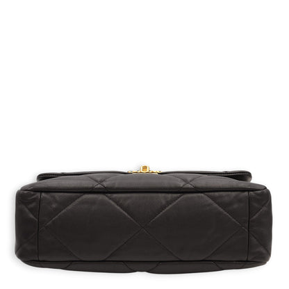 C19 Medium Black Shoulder Bag in Lambskin, Gold/Silver/Ruthenium hardware