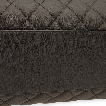 Coco Large Black Top Handle Bag in Caviar Leather, Gold hardware