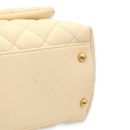 Coco Off-white, ombré handle Top Handle Bag in Caviar/Python, Gold hardware