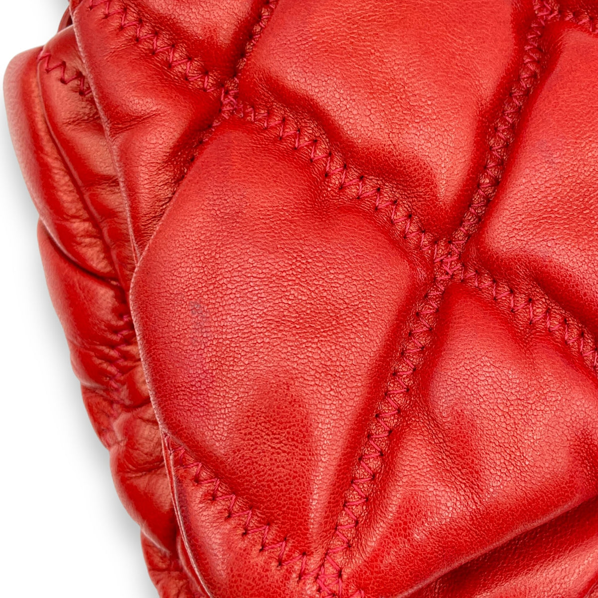 Bubble Quilt Red Shoulder Bag in Lambskin, Palladium hardware