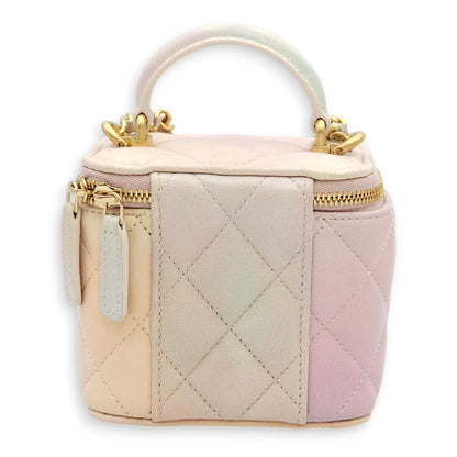 Vanity Mini Pink Crossbody Bag in Lambskin, Gold hardware
