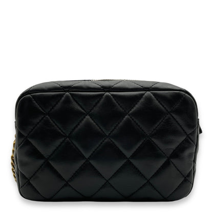All Slide Camera Black Crossbody Bag in Lambskin, Gold hardware