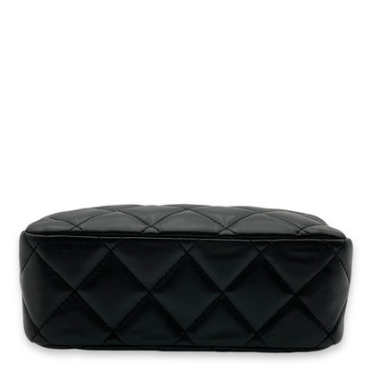 All Slide Camera Black Crossbody Bag in Lambskin, Gold hardware