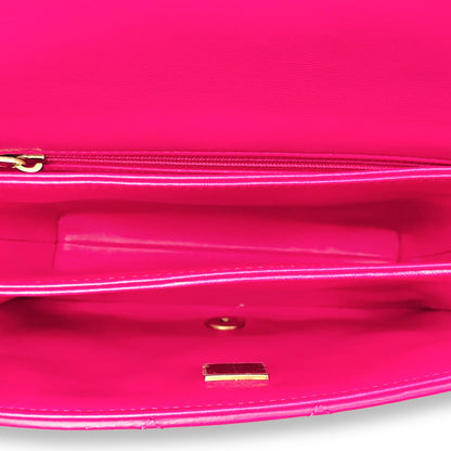 On and On Flap Pink Shoulder Bag in Lambskin, Gold hardware