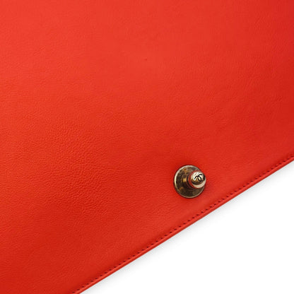 Le Boy Large Red Shoulder Bag in Calfskin, Ruthenium hardware