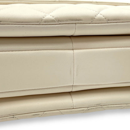 Quilted Trendy CC Small White Top Handle Bag in Lambskin, Rose Gold hardware