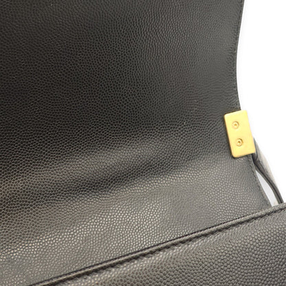 Le Boy Medium Black Shoulder Bag in Caviar Leather, Gold hardware