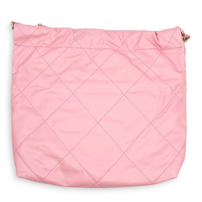 22 Small Pink Tote Bag in Calfskin, Gold hardware