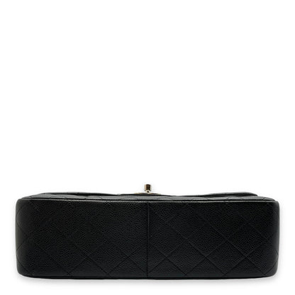 Classic Double Flap Jumbo Black Shoulder Bag in Caviar Leather, Palladium hardware