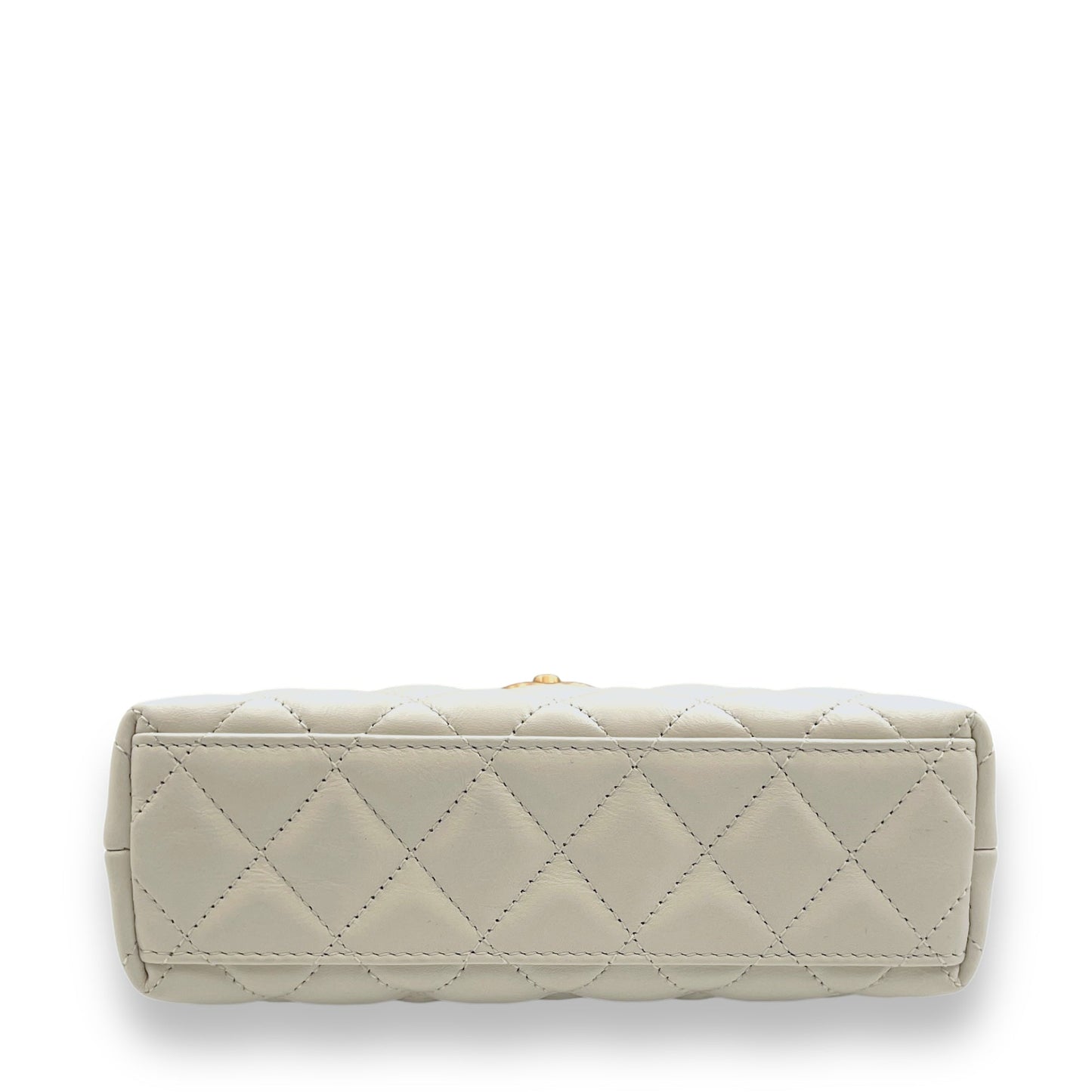 Kelly Mini White Top Handle Bag in Calfskin, Gold hardware