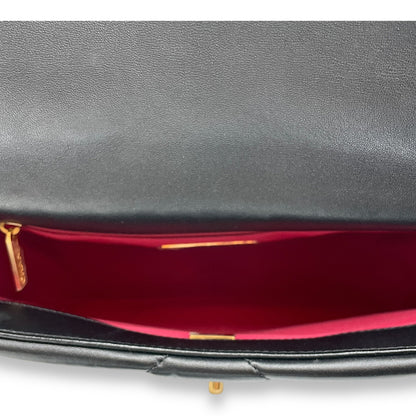 C19 Flap Small Black Crossbody Bag in Lambskin, 3-Tone hardware