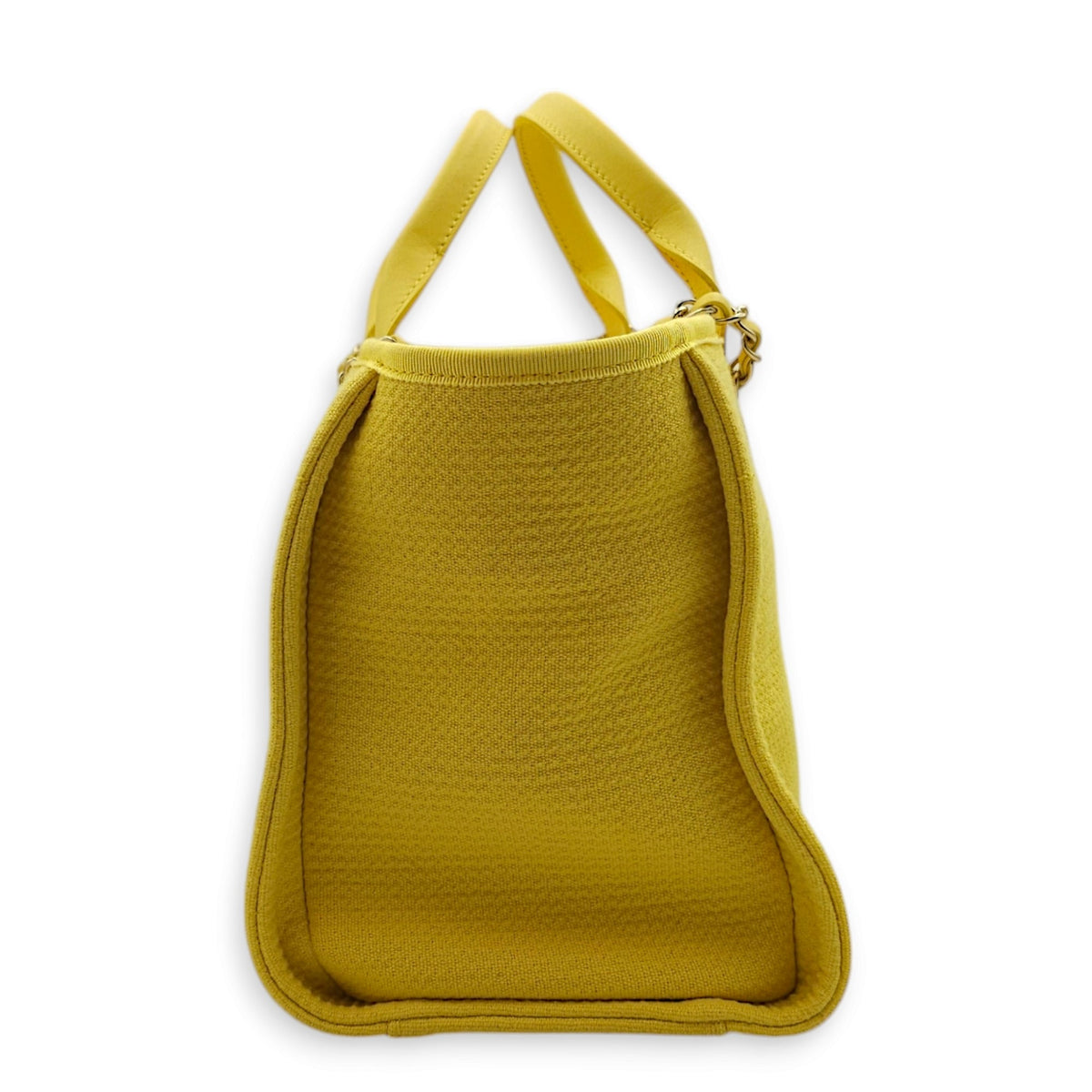 Deauville 33x24x13cm Yellow Shoulder Bag in Calf, Mixed Fibers, Gold hardware