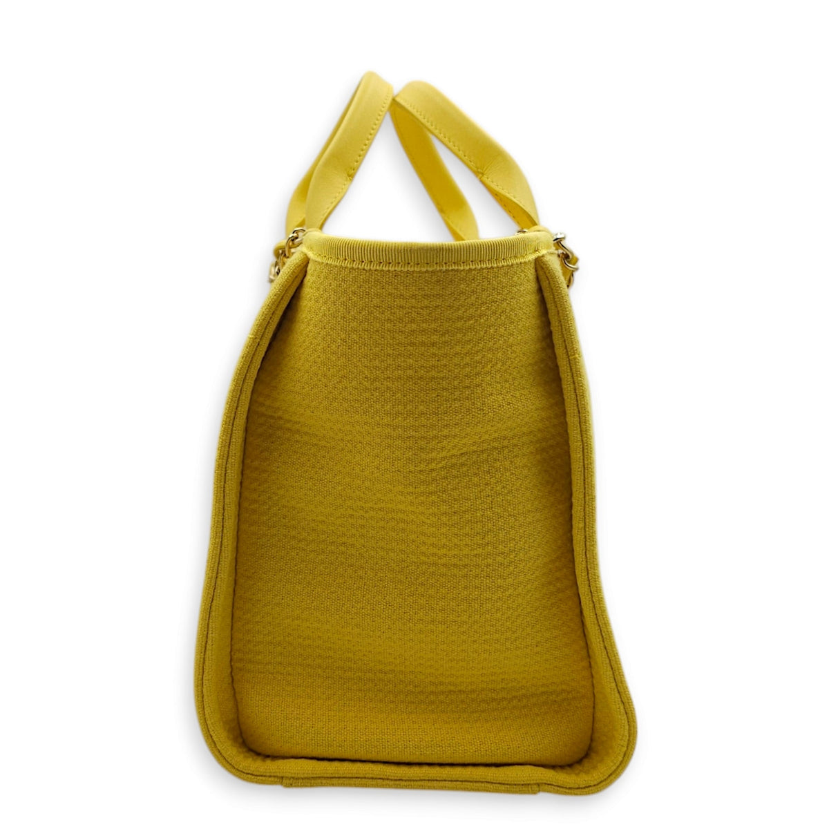 Deauville 33x24x13cm Yellow Shoulder Bag in Calf, Mixed Fibers, Gold hardware