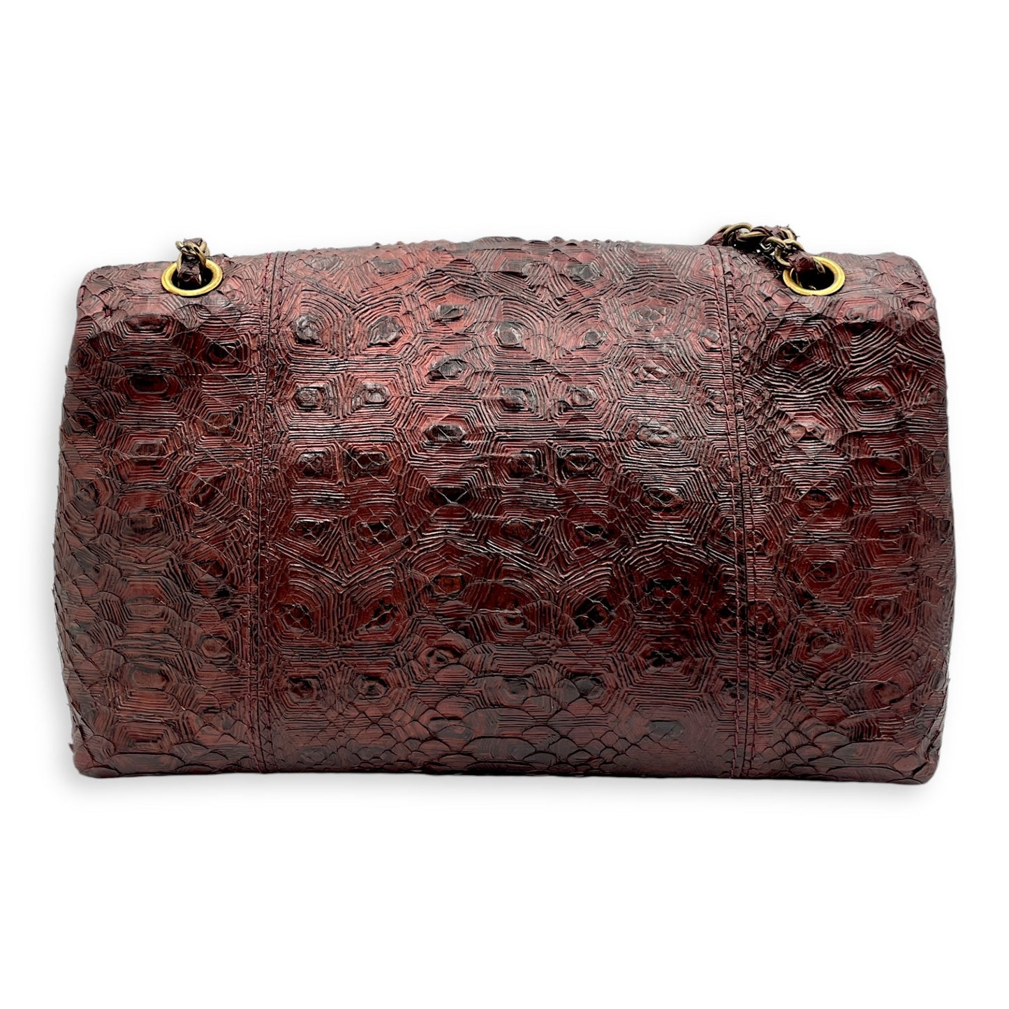 Seasonal Paris-Byzance Flap 29x18x12cm Burgundy Shoulder Bag in Python Leather, Gold hardware